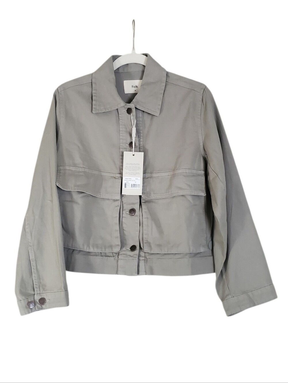 Folk Blake Boxy Cropped Jacket Minimalist Utilitarian Chore Sage Green M